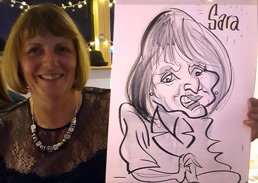 aniversary party caricature of Sara