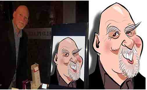 whisky eye brow shown in the digital caricature