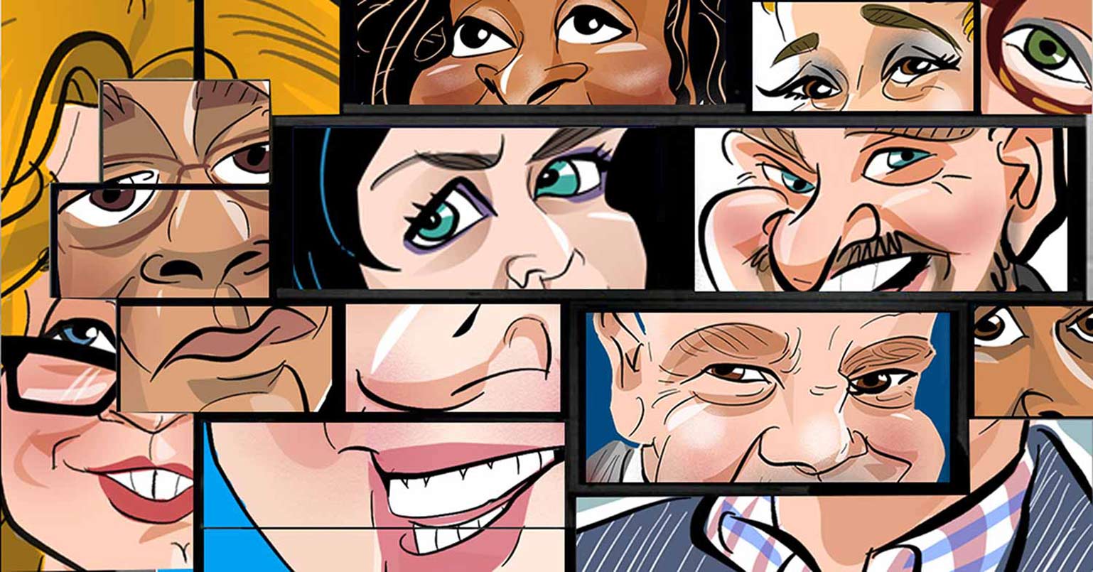 Digital Caricatures profiles of facial features