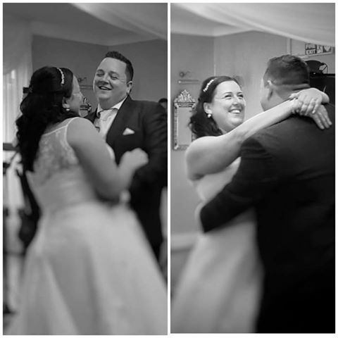 Happy couple dancing at their wedding