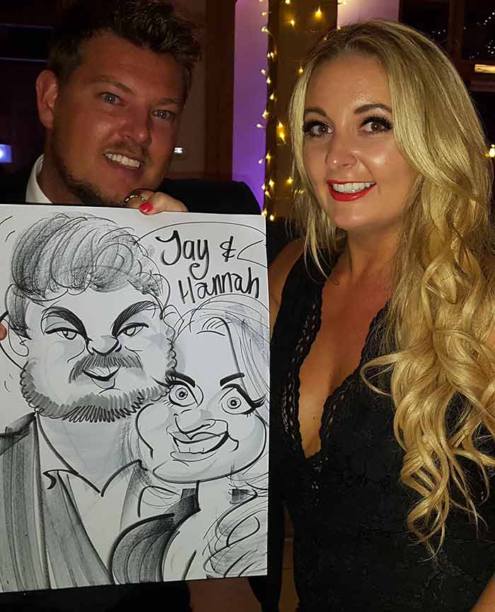 Hannah and Jay are subjected to a caricature