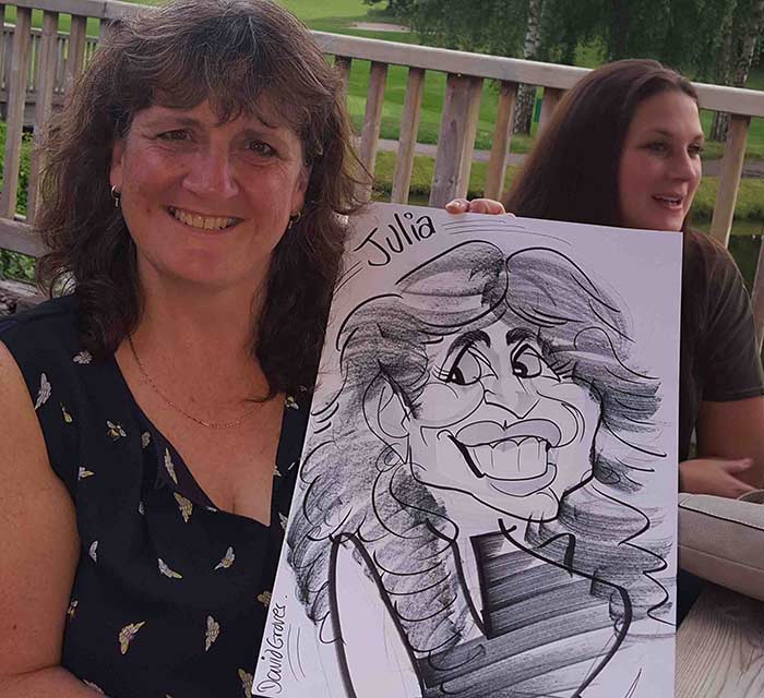 Julia from Bournemouth smiles like her caricature