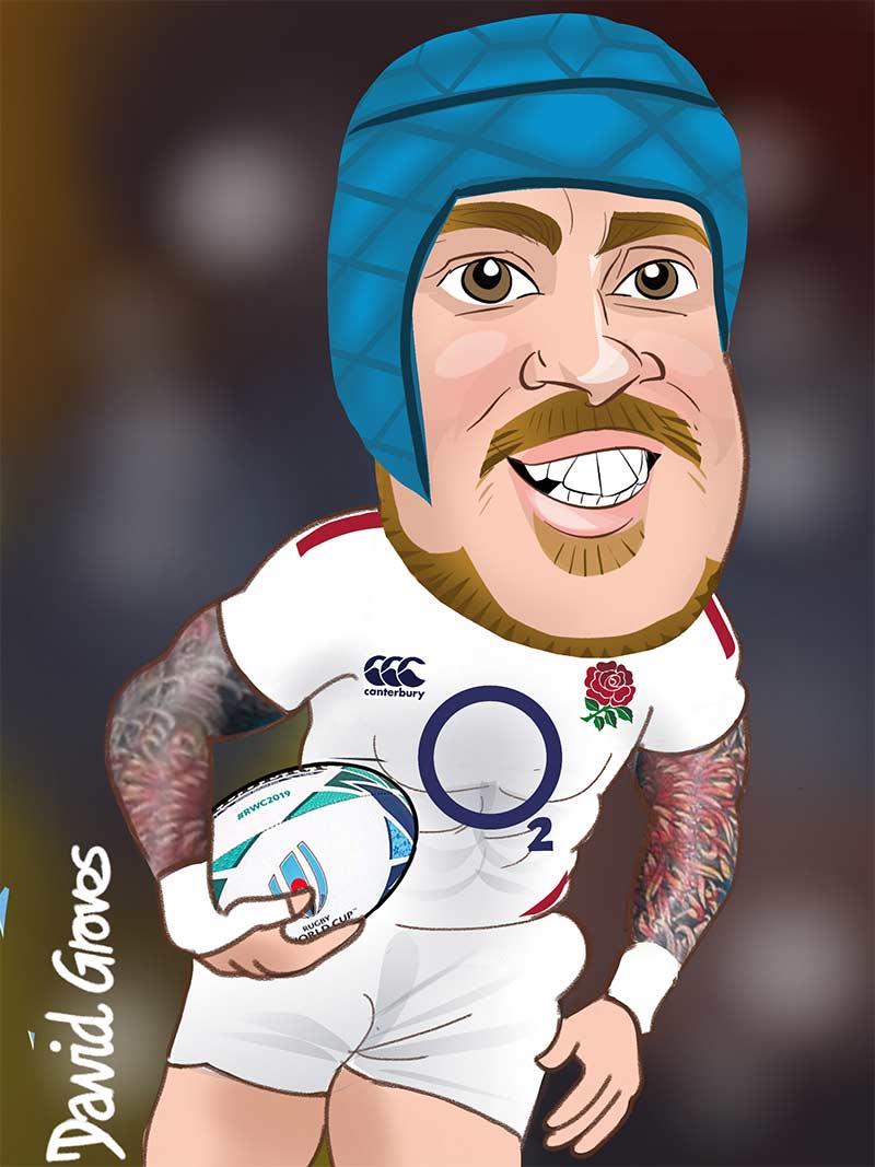 caricature of Jack Nowell in the England Rugby Team