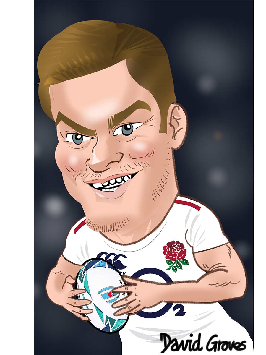 Caricature of Owen farrell from the England Rugby team