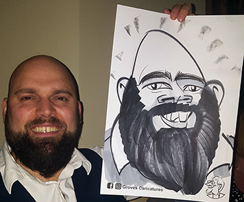 Cone head wedding guest is caricatured