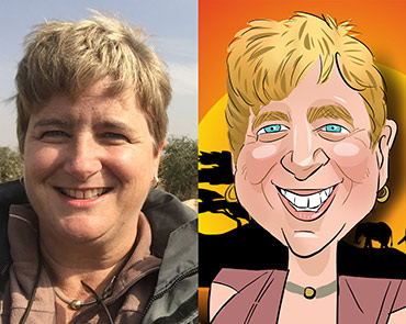 A lady photographer gets a digital caricature drawn after coming home from Safari