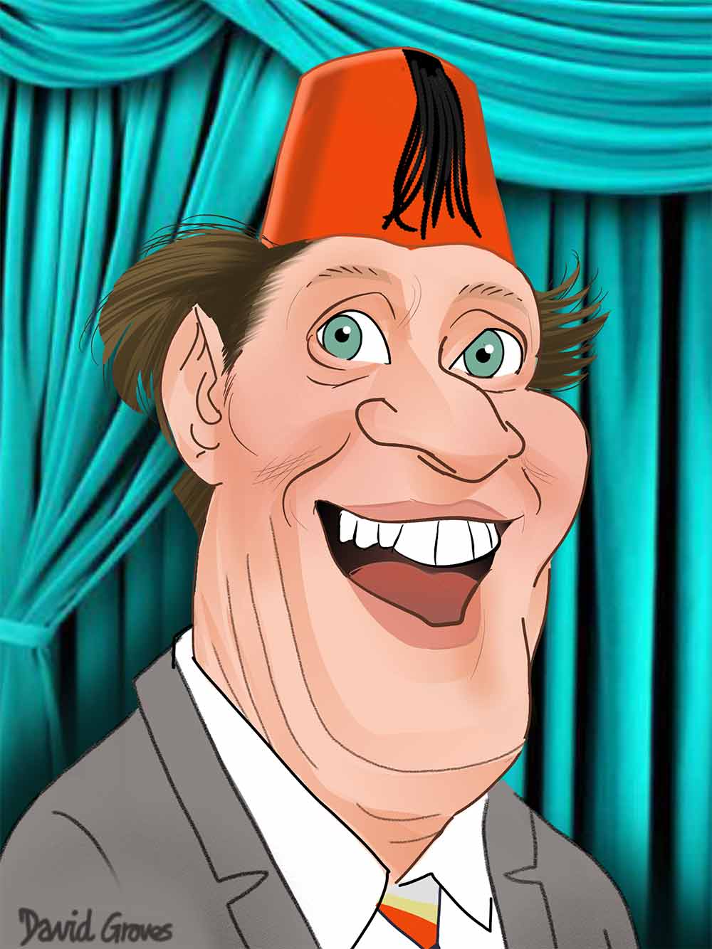 Tommy Cooper caricature and cartoon