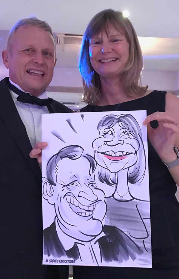 Central london corporate event book a caricaturist couple get a caricature at a central london event