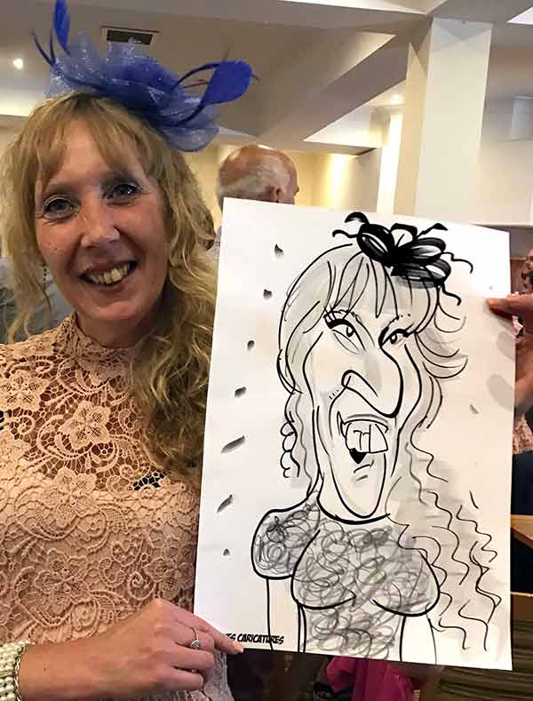 a lady in crawly gets her first caricature