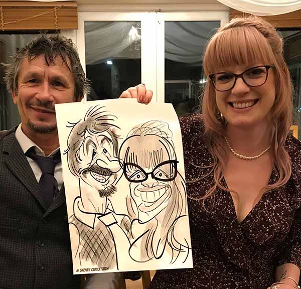 wacky caricature of married pair in winchester