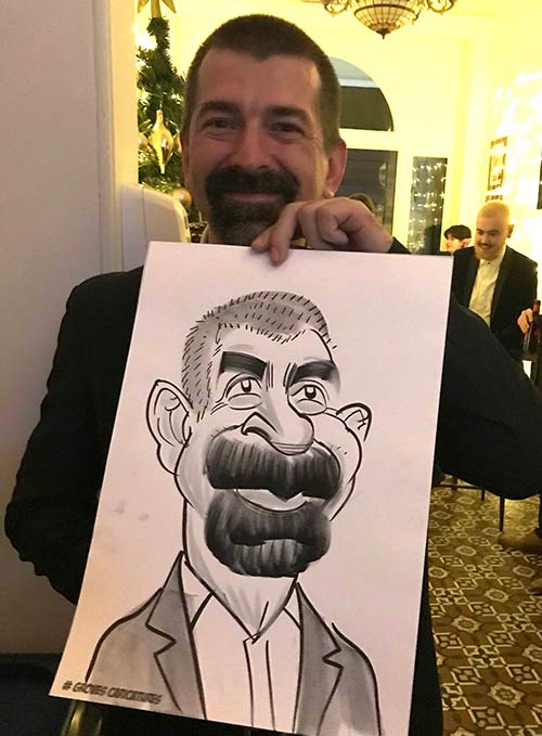 bournemouth man caricatured at a party