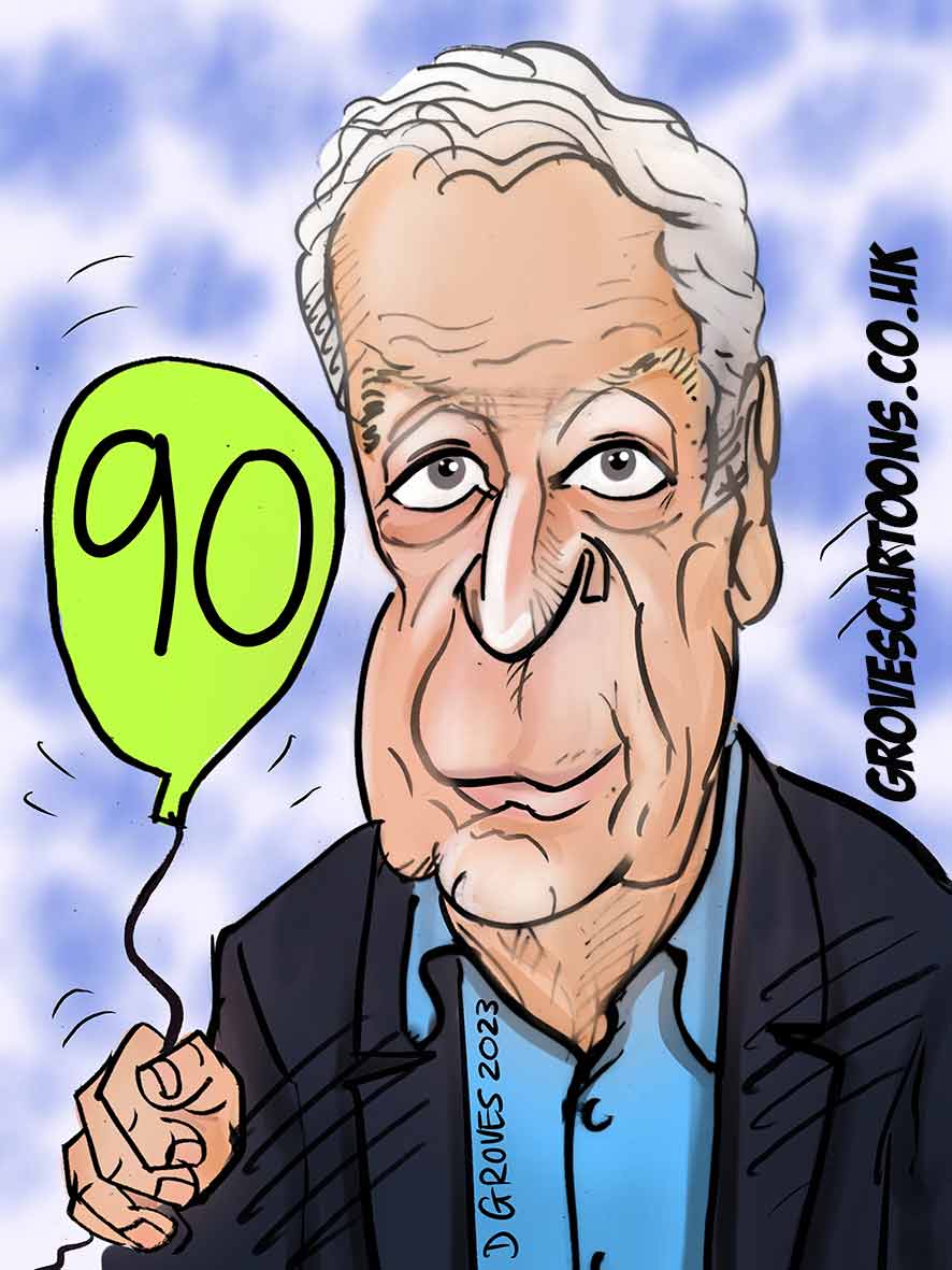 Michael Caine caricature and cartoon 90th birthday