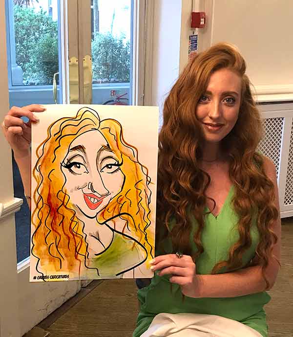 girl with beautiful hair caricature