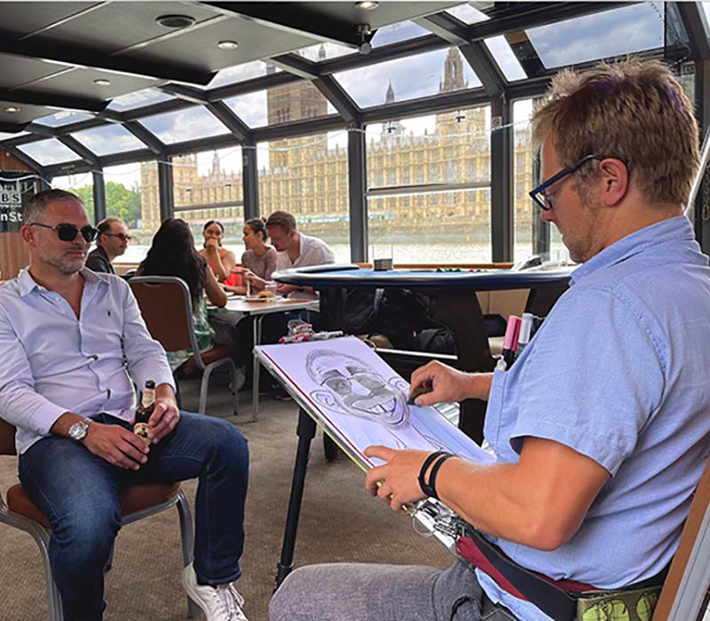 caricatures on the river thames