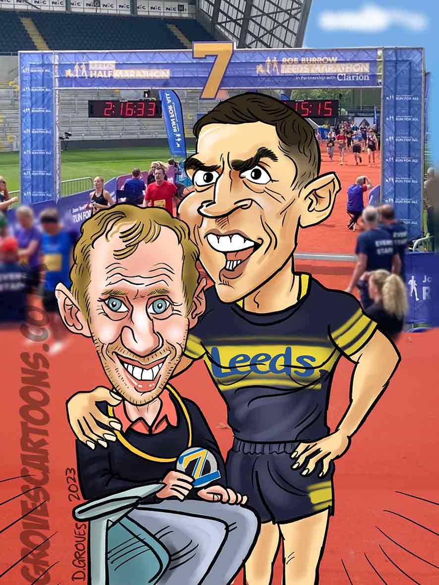 Rob Burrow and Kevin Sinfield caricature