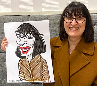 camel coat lady gets a caricature