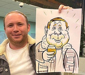 man caricature beer in hand