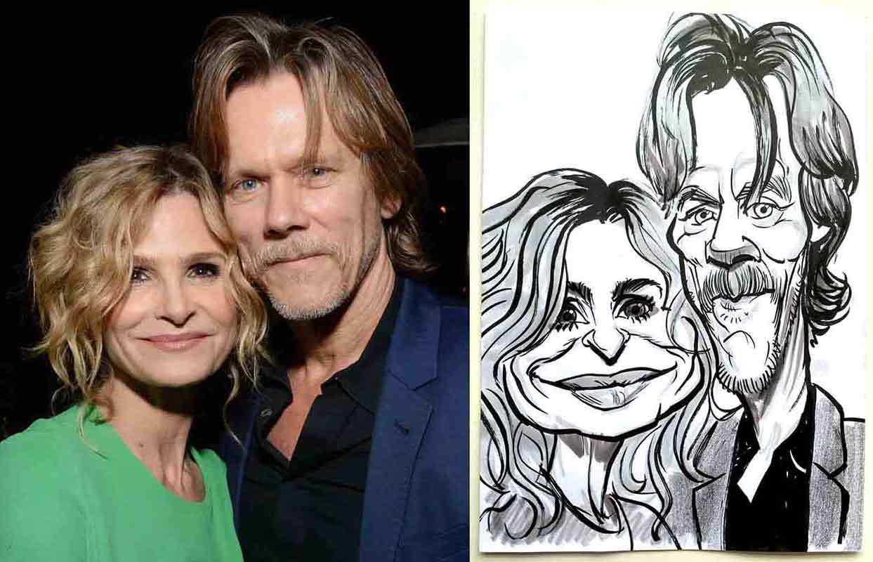 Kevin Bacon and Kyra Sedgwick illustration