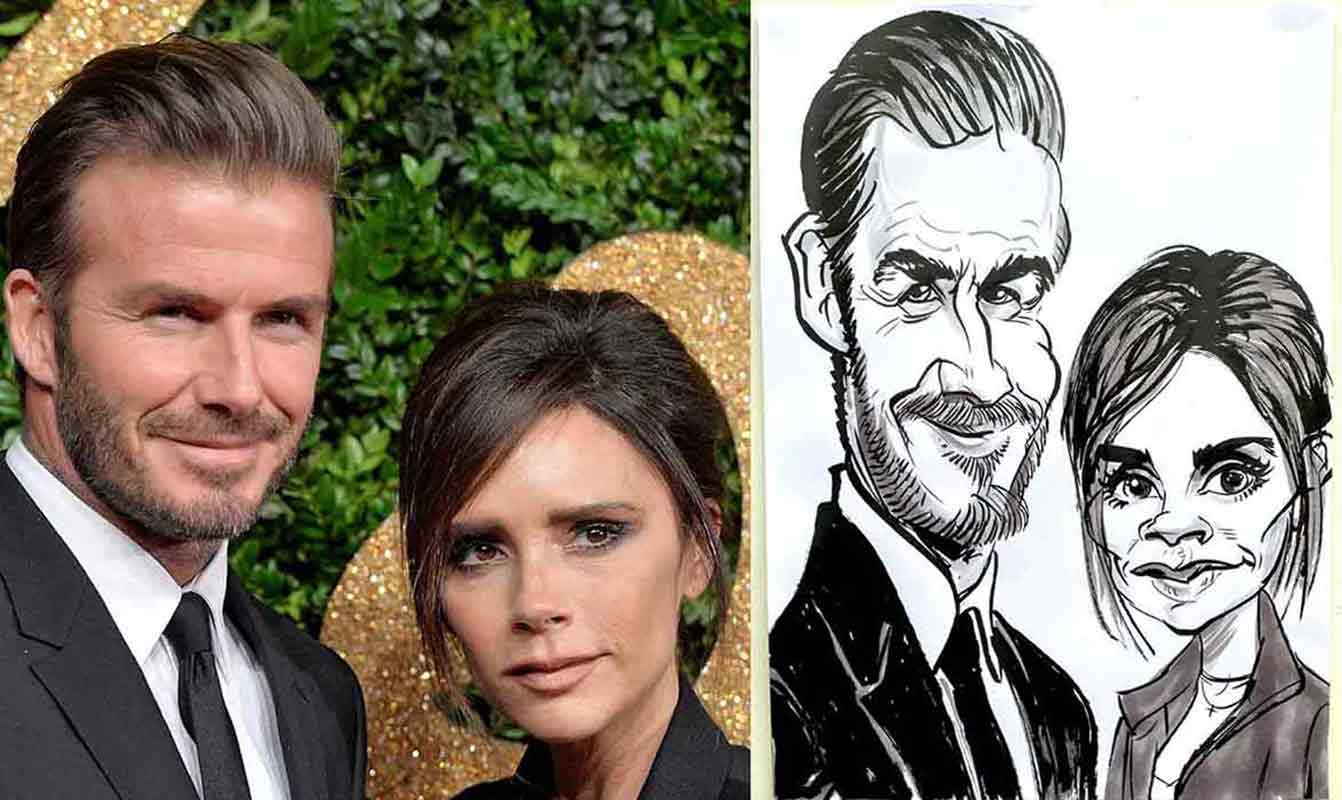 David Beckham and Victoria Beckham illustration