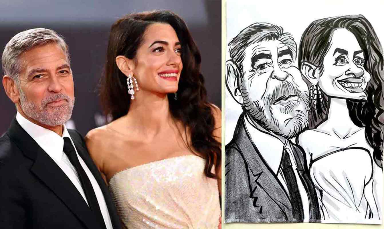 George Clooney and Amal Clooney illustration