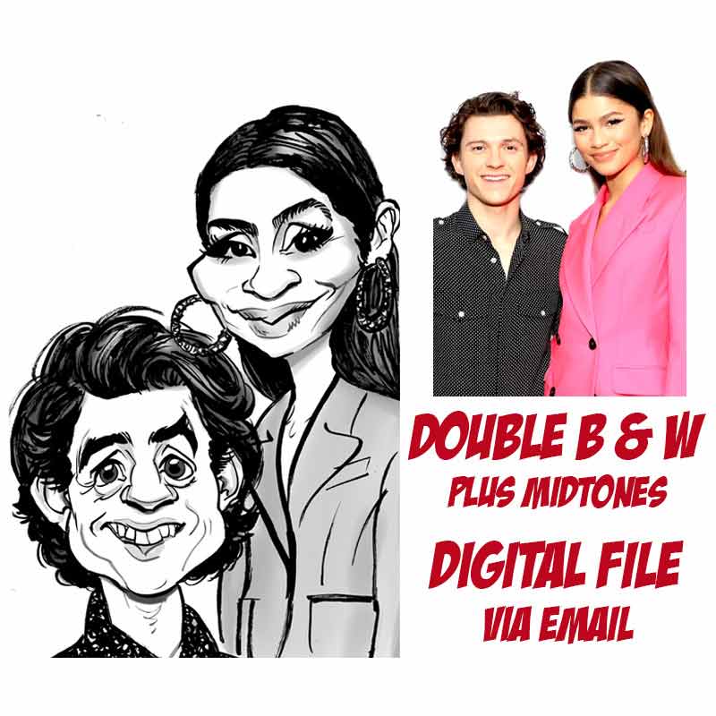 double black and white caricature digital file