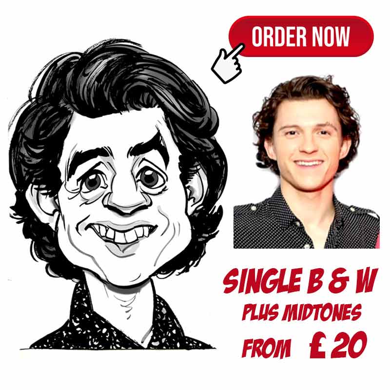 single black and white caricature