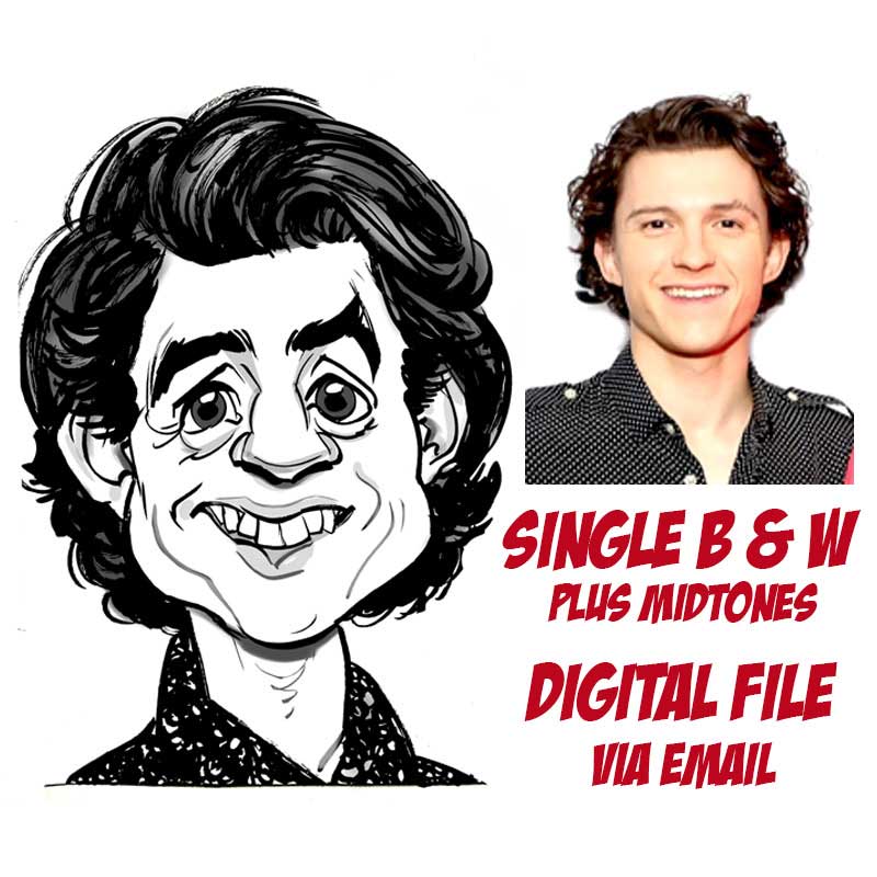 Single black and white caricature digital file