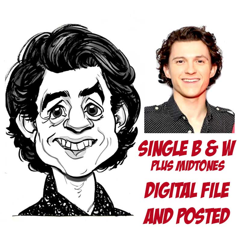 Single black and white caricature posted