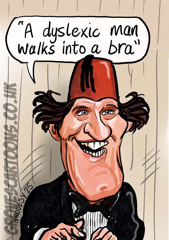 Comedian Tommy Cooper caricature Comedian Tommy Cooper portrait