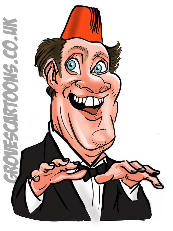 Comedian Tommy Cooper toon Comedian Tommy Cooper cartoon