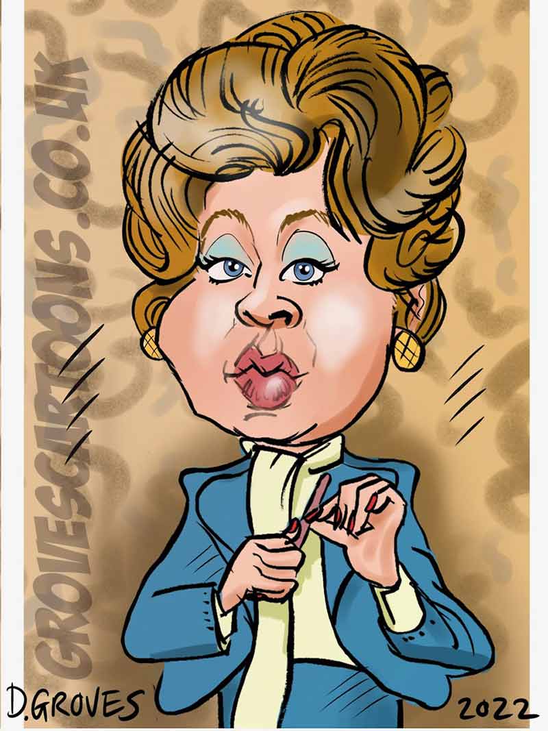 Prunella Scales caricature