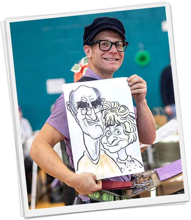 David Groves with caricature