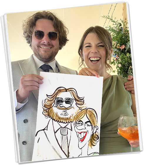 travelled south for a wedding caricature