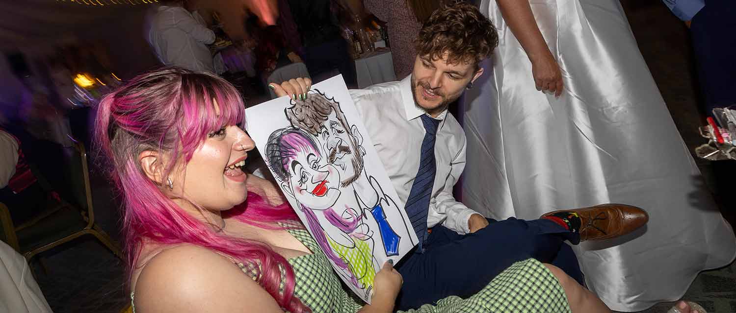 night time party cartoon caricatures