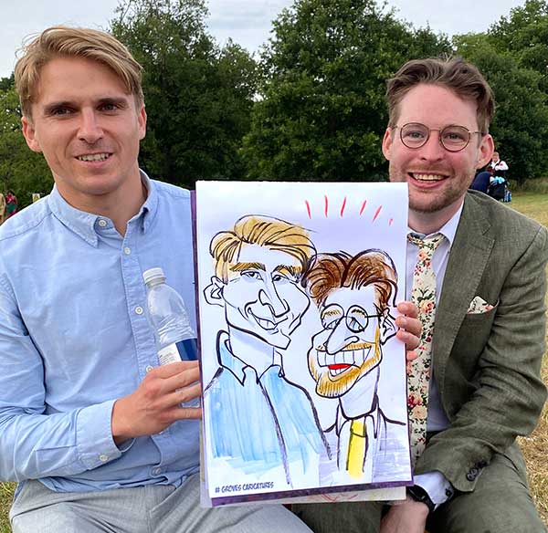 best friends captured in a caricature