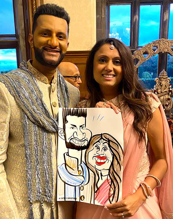 Asian Wedding in Slough and Artist draws Wedding guests