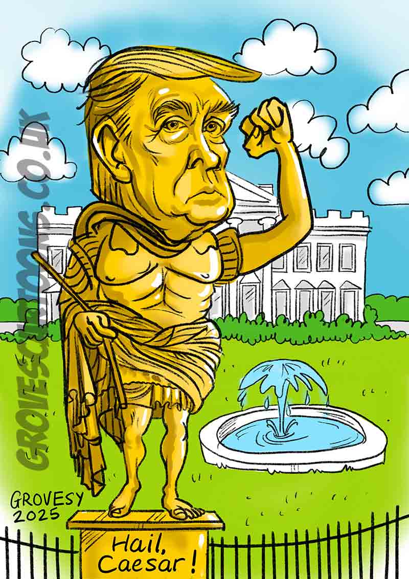 donald trump statue caricature