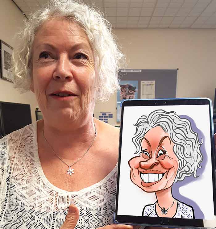 admin team ipad caricature